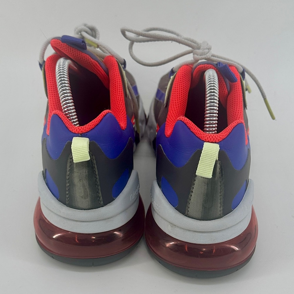 Nike Air Max 270 React Kids 7Y Gray Blue Red Yellow CT1630-001 Low Top Sneakers - Picture 3 of 10